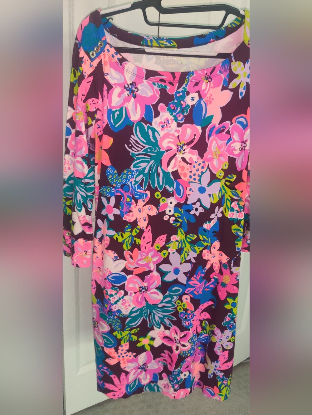 Lilly PULITZER Vibrant Floral Dress in Cherry Ganache Bohemian Garden Sz M